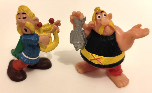 Comicfigur Asterix & Obelix - Troubadix Verleihnix mit Fisch Bully 1970er Jahre